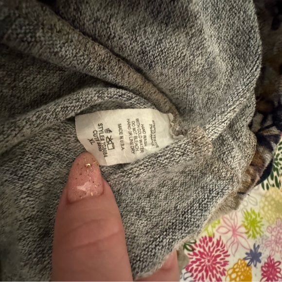 LOVELY MELODY | double hoodie contrasting fabric floral & stripe | XL - Picture 2 of 5